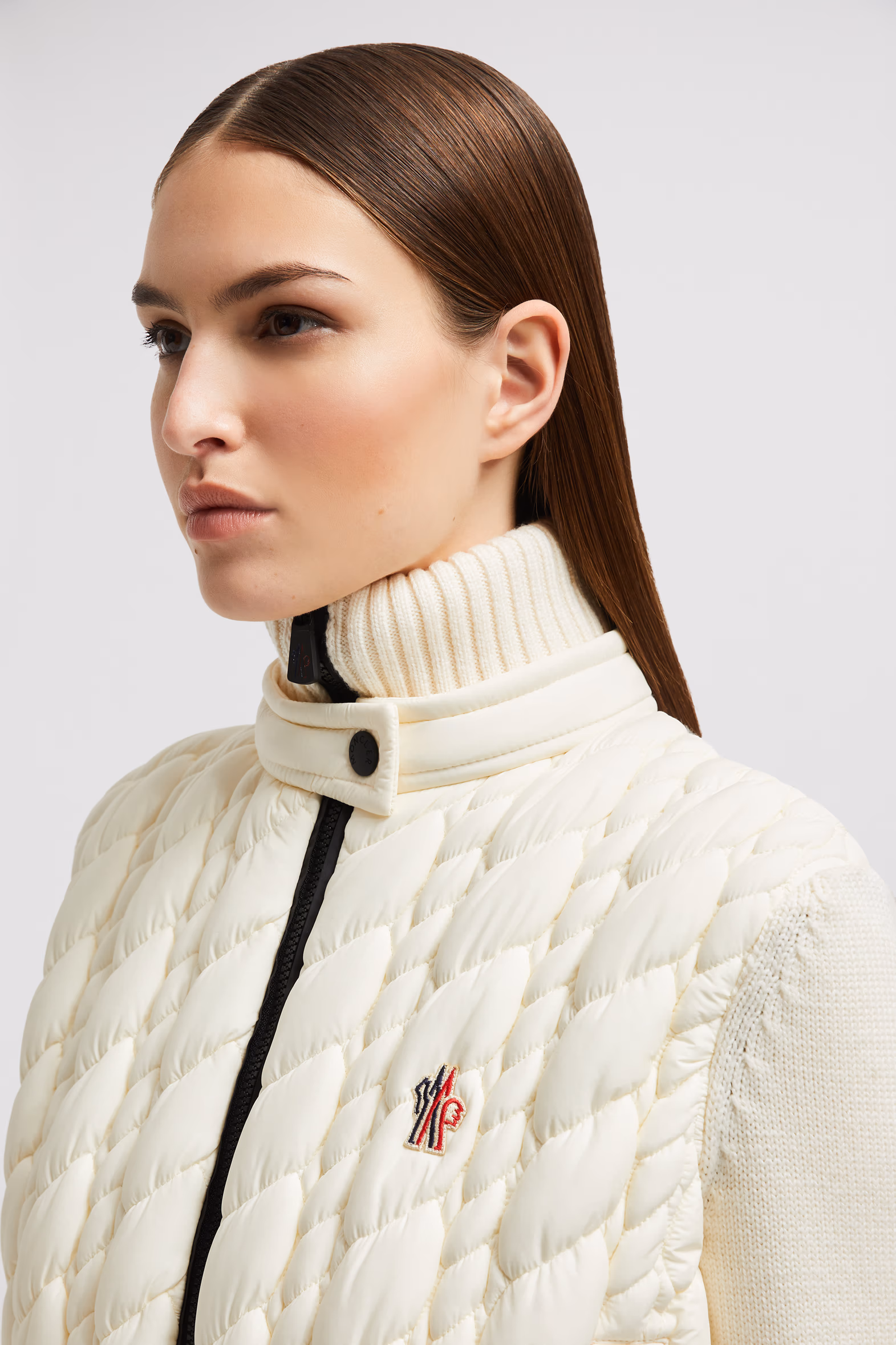 Padded Wool Zip-Up Cardigan Women White Moncler 4